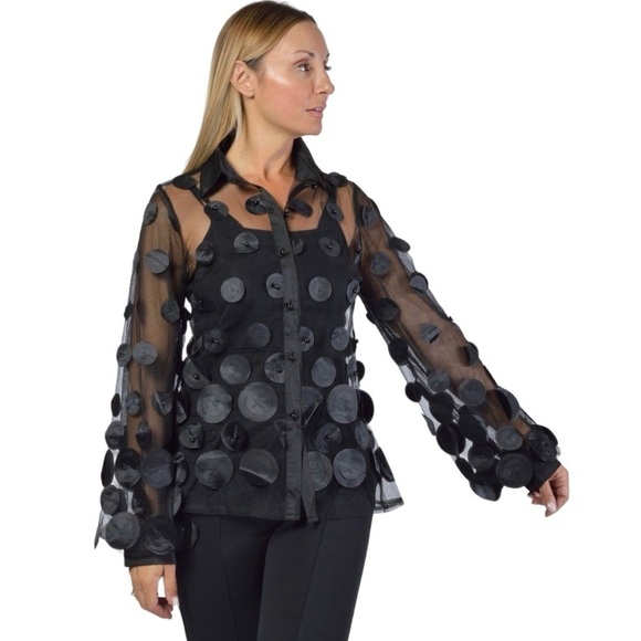 Women’s Gracia Mesh Splicing Button-Down Top - Picture 5 of 12